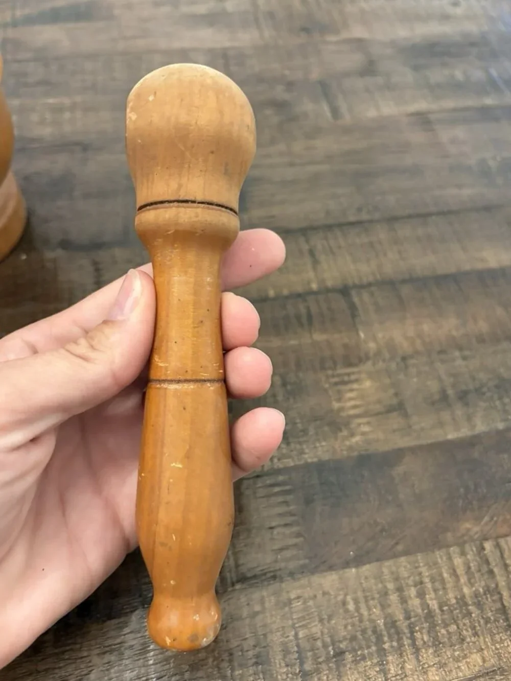 Vintage Italy Turned Wood Pestle & Mortar Set